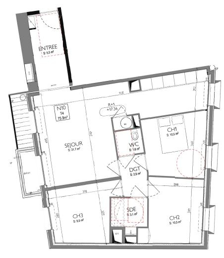 Appartement - 76 m2 - 4 pièces