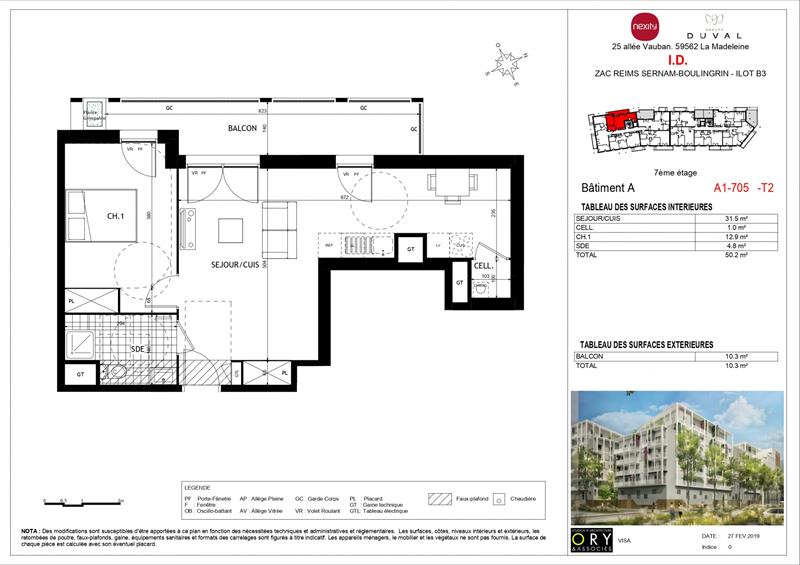 Appartement - 50,30 m2 - 2 pièces