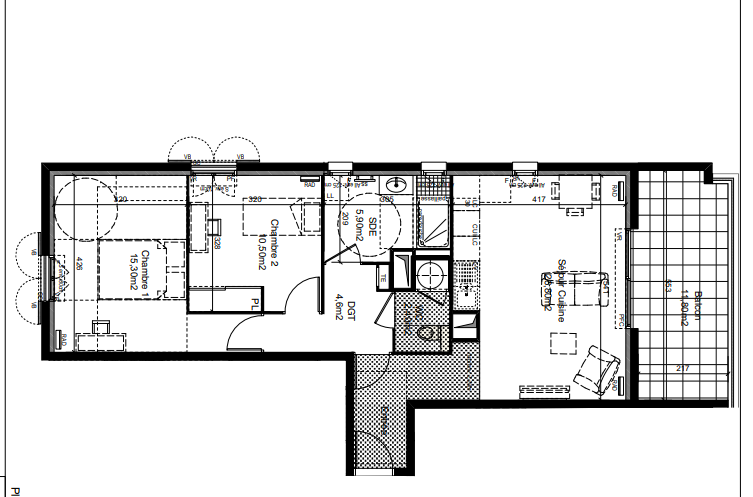 Appartement - 65,50 m2 - 3 pièces