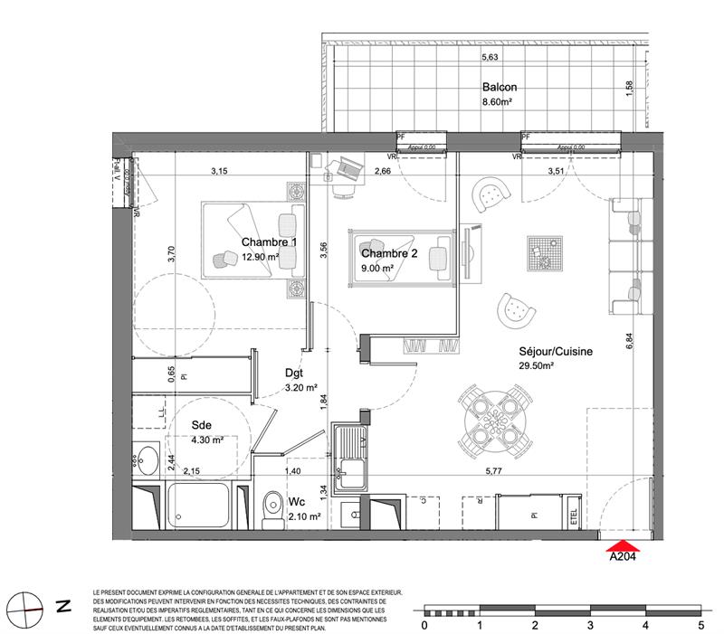 Appartement - 61 m2 - 3 pièces
