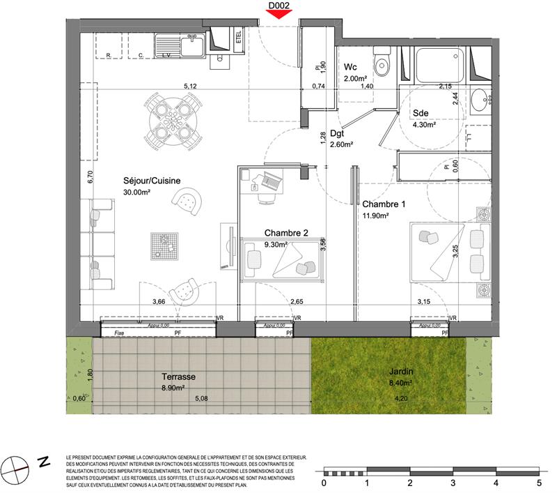 Appartement - 60,10 m2 - 3 pièces