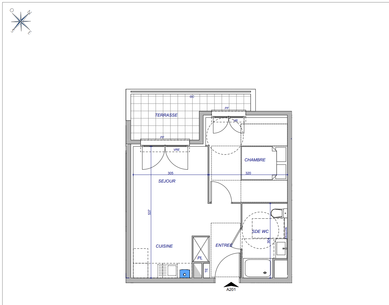 Appartement - 36,20 m2 - 2 pièces