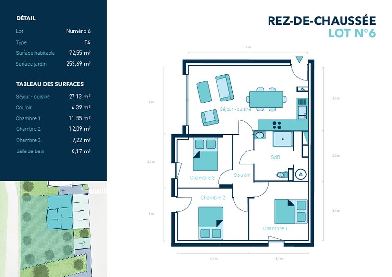 Appartement - 73 m2 - 4 pièces