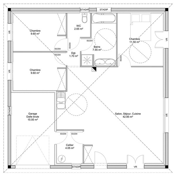 Maison - 90 m2 - 4 pièces