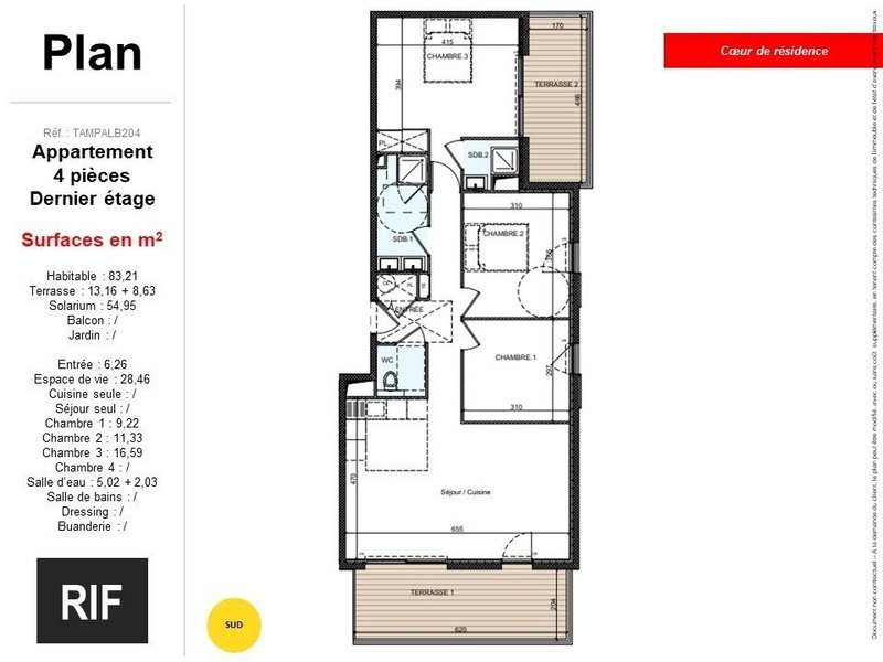 Appartement - 83 m2 - 4 pièces
