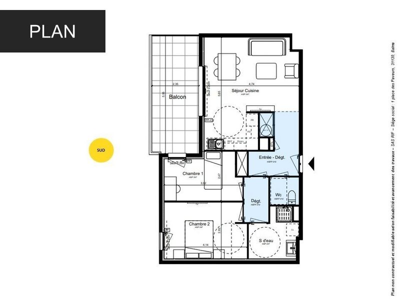 Appartement - 59 m2 - 3 pièces