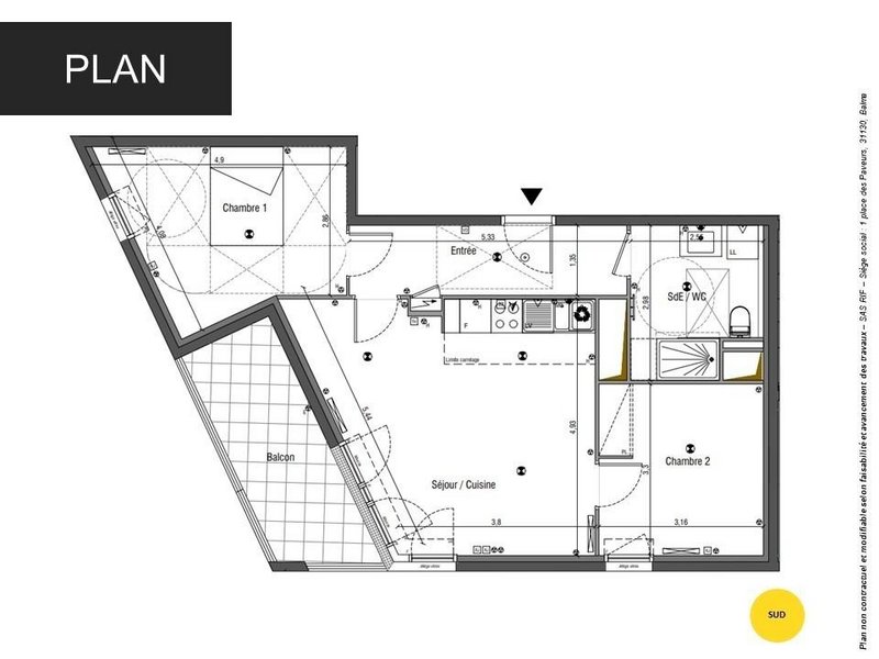 Appartement - 61 m2 - 3 pièces