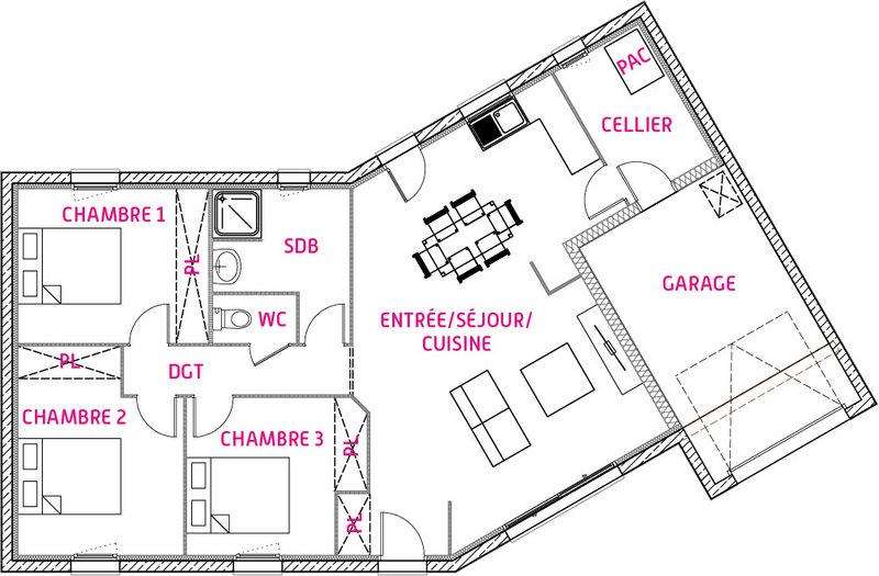 Maison - 80 m2 - 4 pièces
