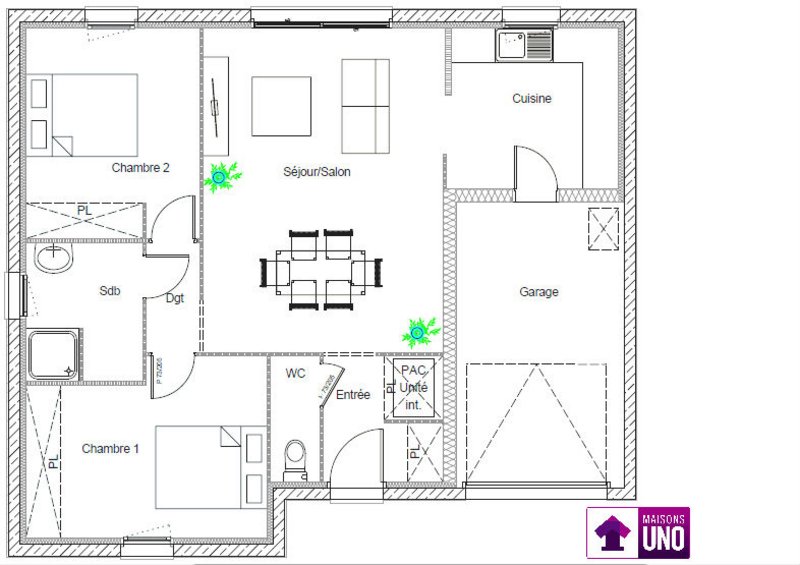 Maison - 65 m2 - 3 pièces