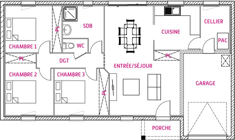 Maison - 80 m2 - 4 pièces