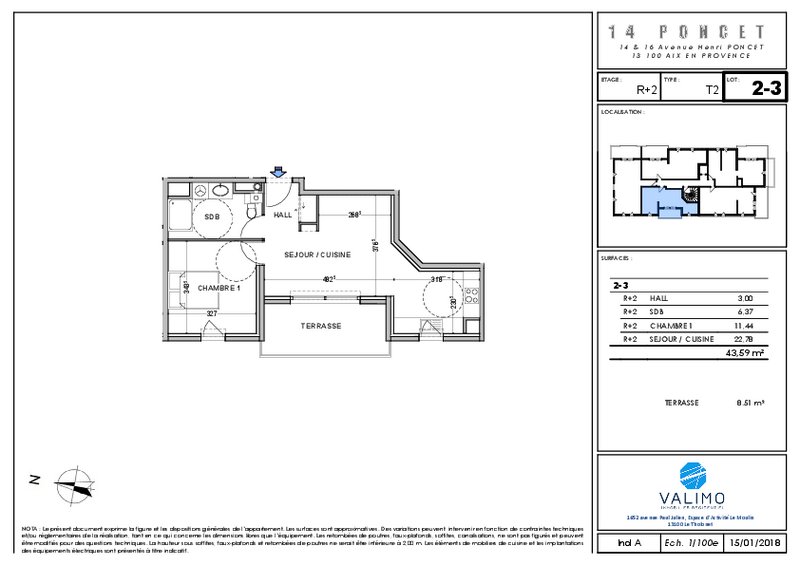 Appartement - 44 m2 - 2 pièces