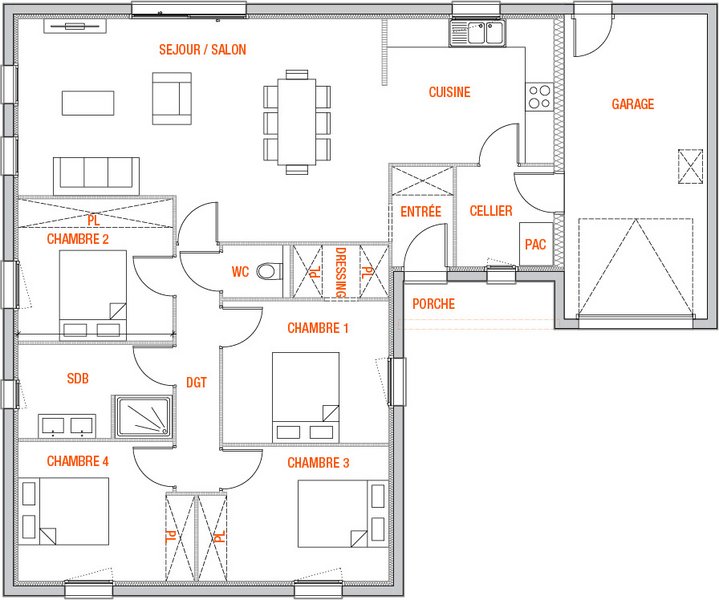 Maison - 106 m2 - 5 pièces