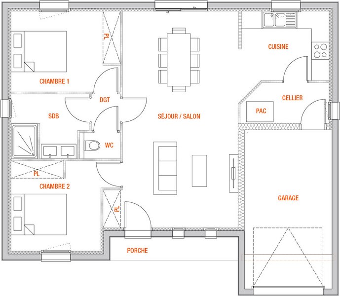 Maison - 70 m2 - 3 pièces