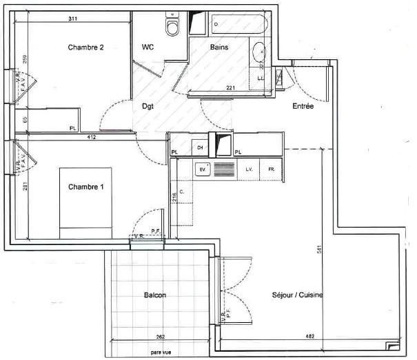 Appartement - 62 m2 - 3 pièces