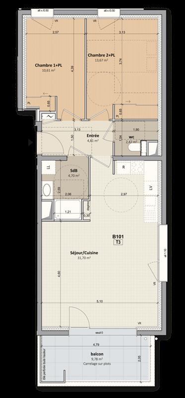 Appartement - 67,91 m2 - 3 pièces