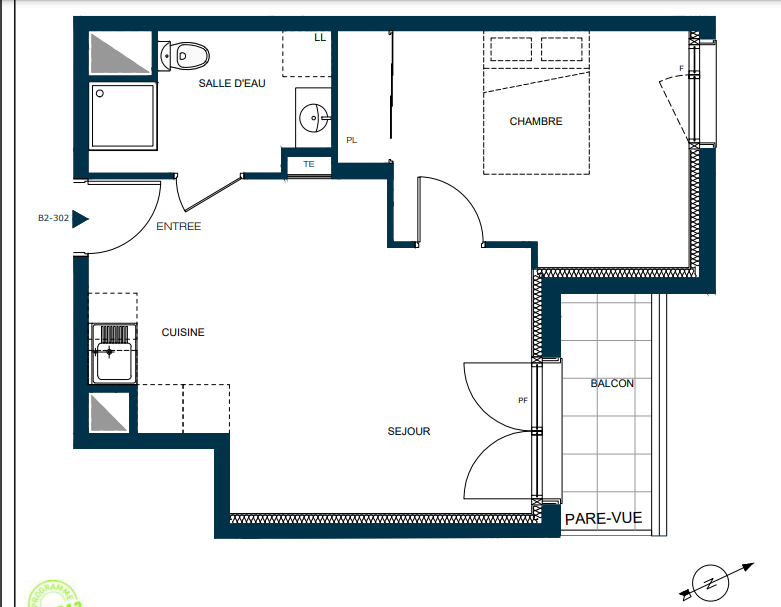 Appartement - 40,50 m2 - 2 pièces
