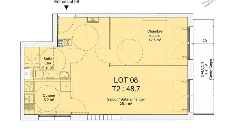 Appartement - 48,70 m2 - 2 pièces