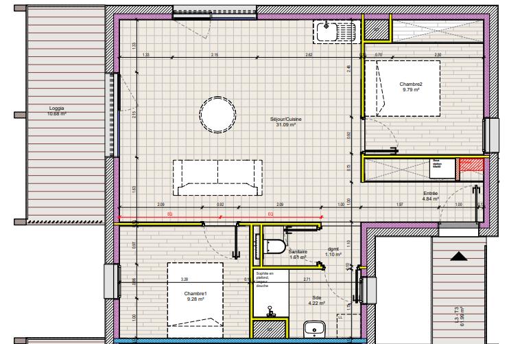 Appartement - 61,93 m2 - 3 pièces