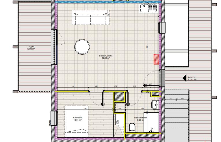 Appartement - 47,12 m2 - 2 pièces
