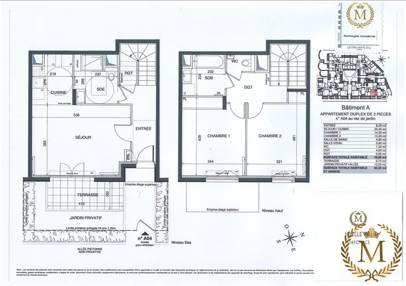 Appartement - 76 m2 - 3 pièces