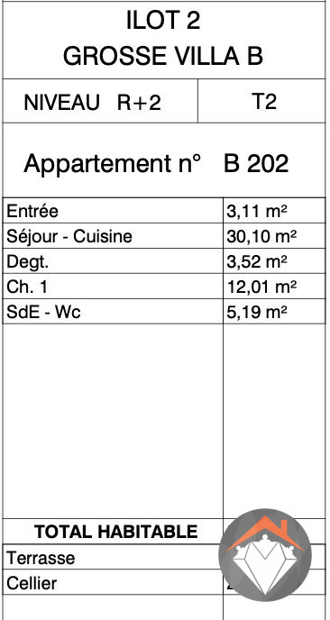 Appartement - 54 m2 - 2 pièces